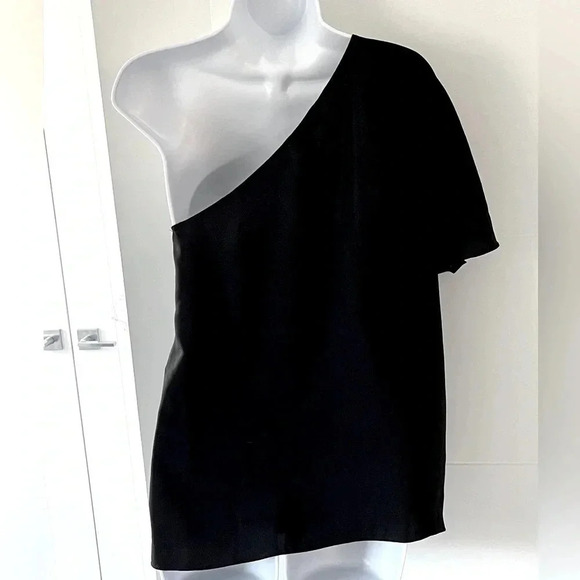 Babaton/ Blouse/ Draped one shoulder/ Black/ Size US M - Picture 2 of 12